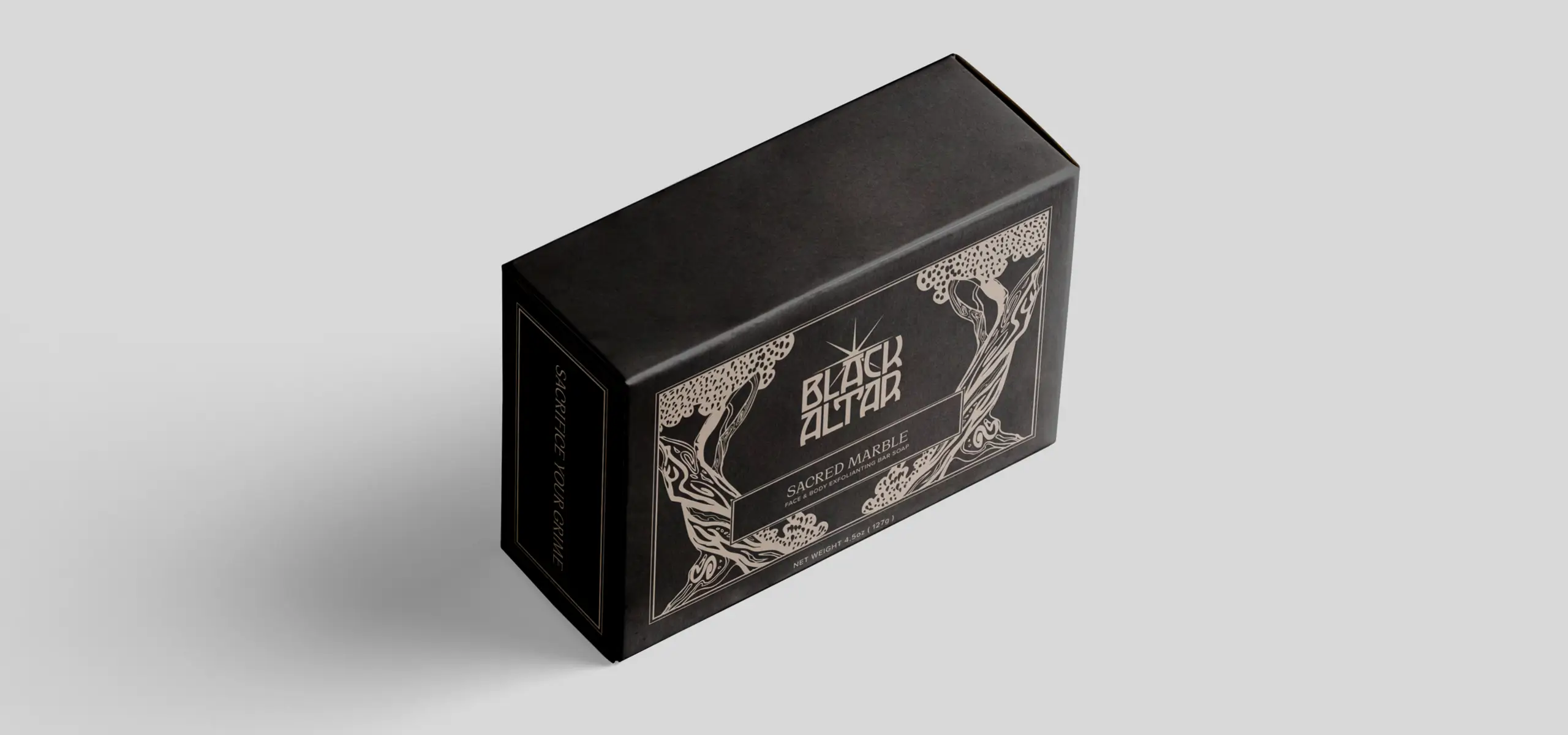 Packaging design for the black altar bar
