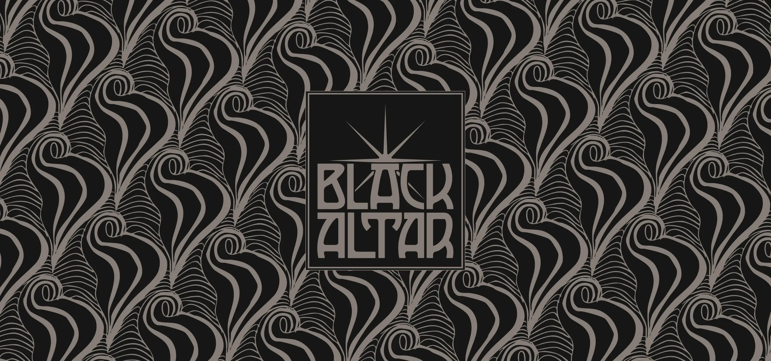 Black Altar logo surrounded by vienna secession styled illustration